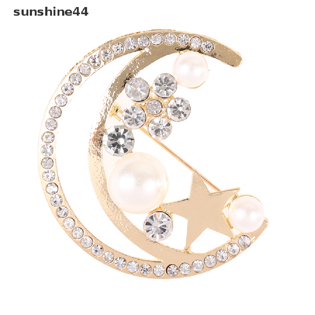 Sunshine Bros / Pin Wanita Desain Bulan + Bintang + Mutiara Gaya Barok / Trendy / Elegan Untuk Pesta / Hadiah