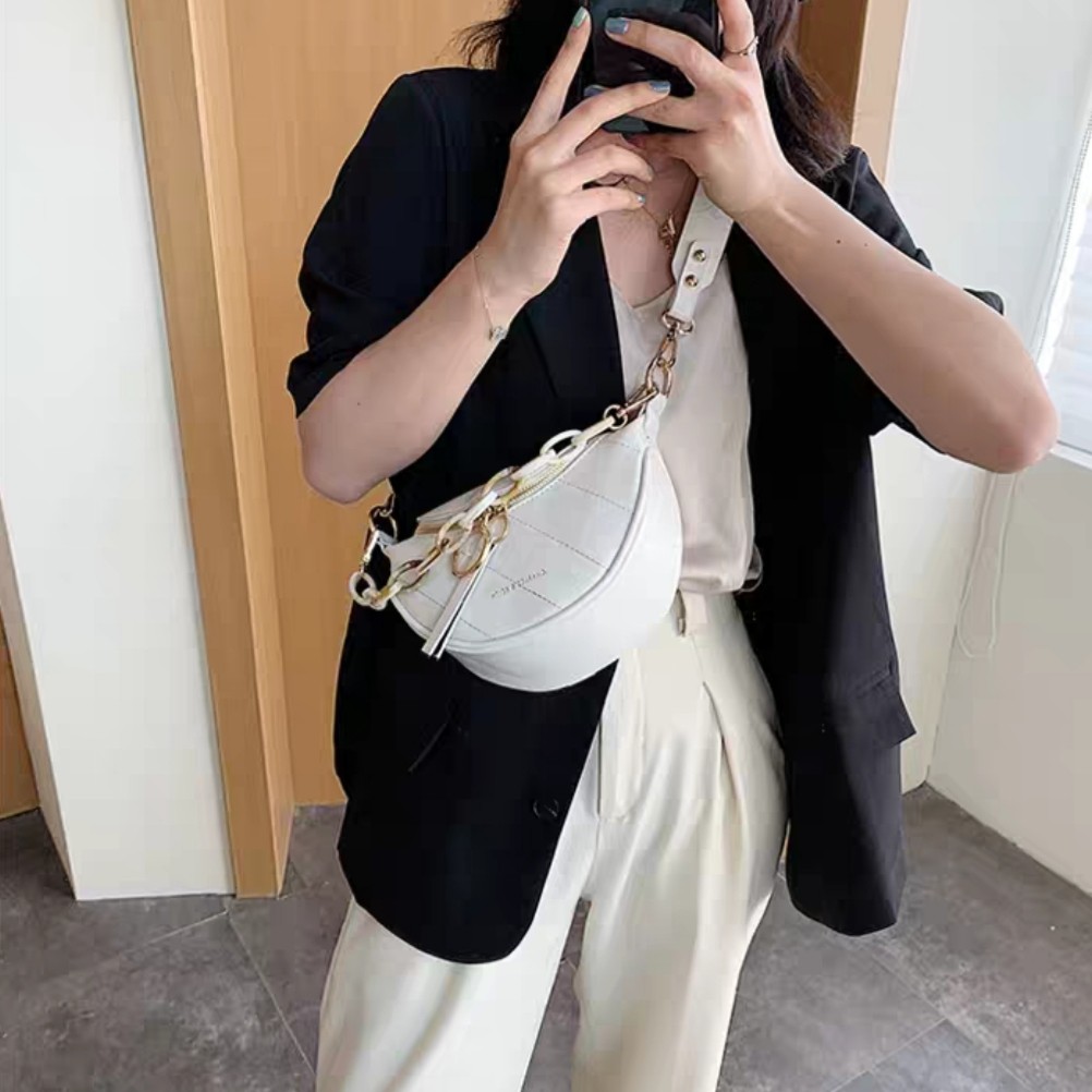 BJ15305 - BLACK/KHAKI/PURPLE/WHITE/YELLOW - TAS SLEMPANG PINGGANG WAISTBAG SLING BAG TAS WANITA FASHION IMPORT MODIS ELEGAN TERMURAH TERLARIS TERBARU BAGSTORE JAKARTA TAS BATAM GT1046 CR7286 LT1213 JT34510 ELJ5305