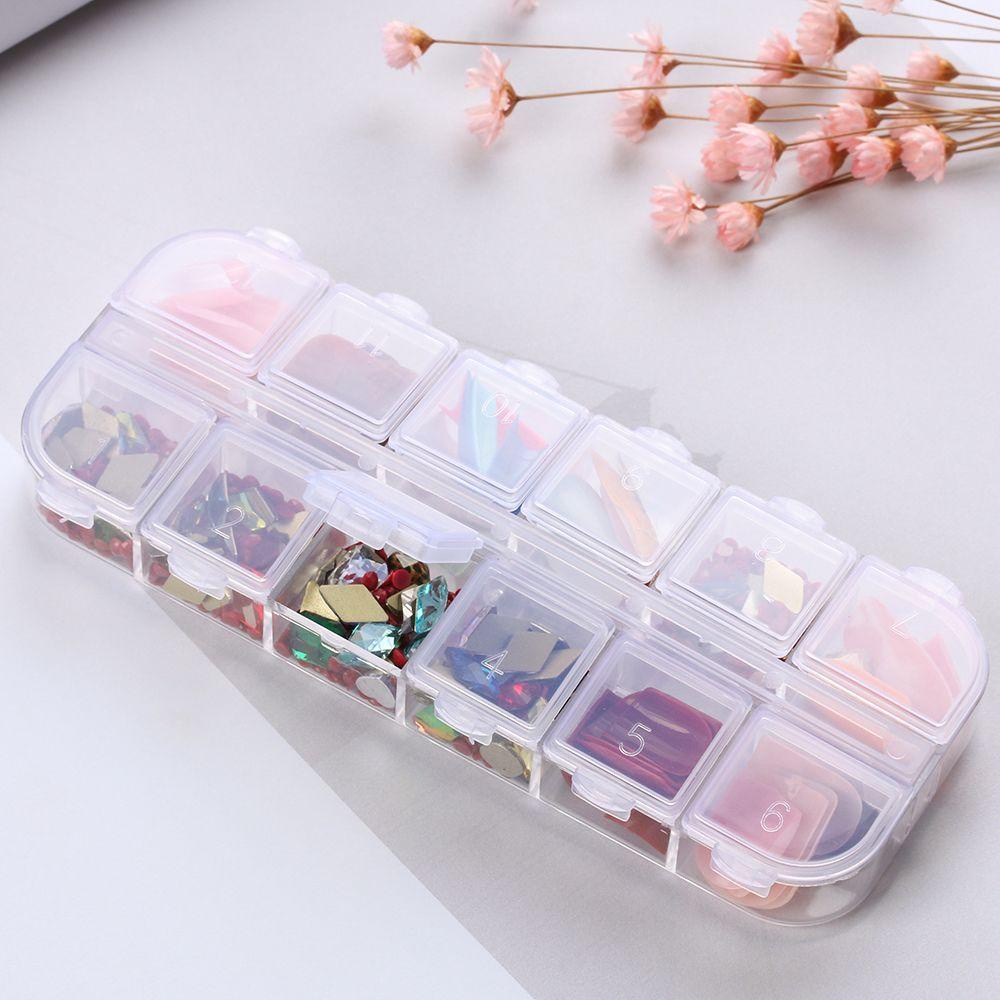 PREVA 12 Grids Storage Boxes Jewerly Collection Drug Pill Holder Clear Plastic Craft Organizer