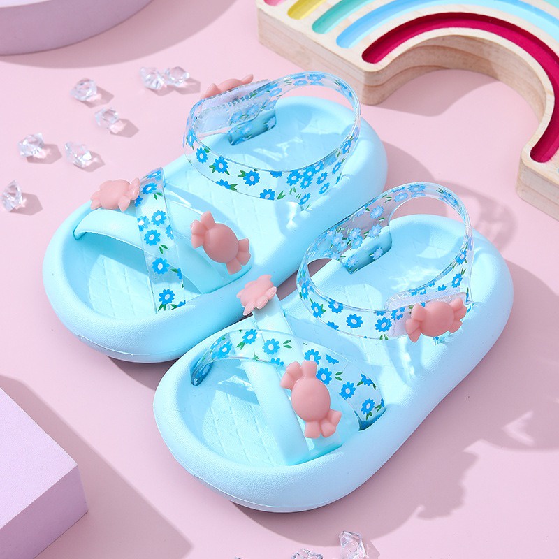 SH2245 GLORYKIDZ Sepatu sendal anak jelly transparan sol tinggi bunga permen candie floweri cute lucu size 14 - 19 untuk anak 1 sd 6 tahun