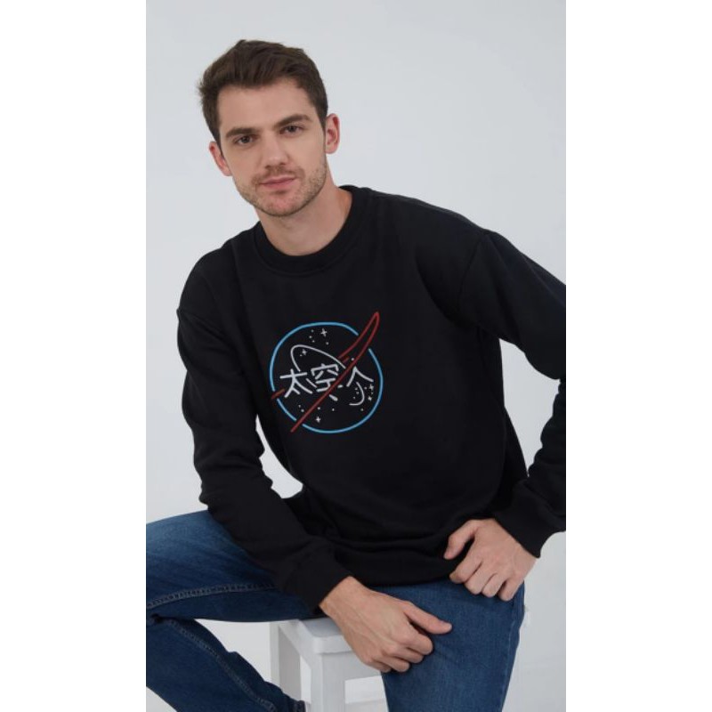 Longsleeve NASA Berrybenka Label Original Sweater Kaos Lengan Panjang Pria Limited Edition