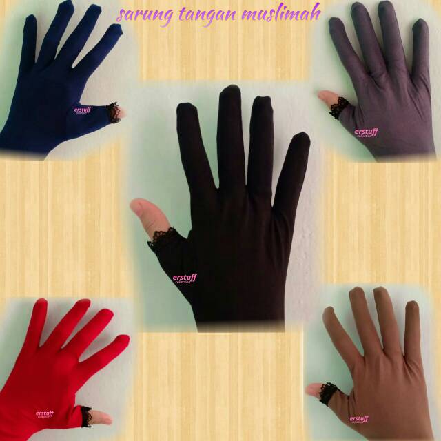 Sarung tangan muslimah / gloves thumbless / sarungtangan renda jempol