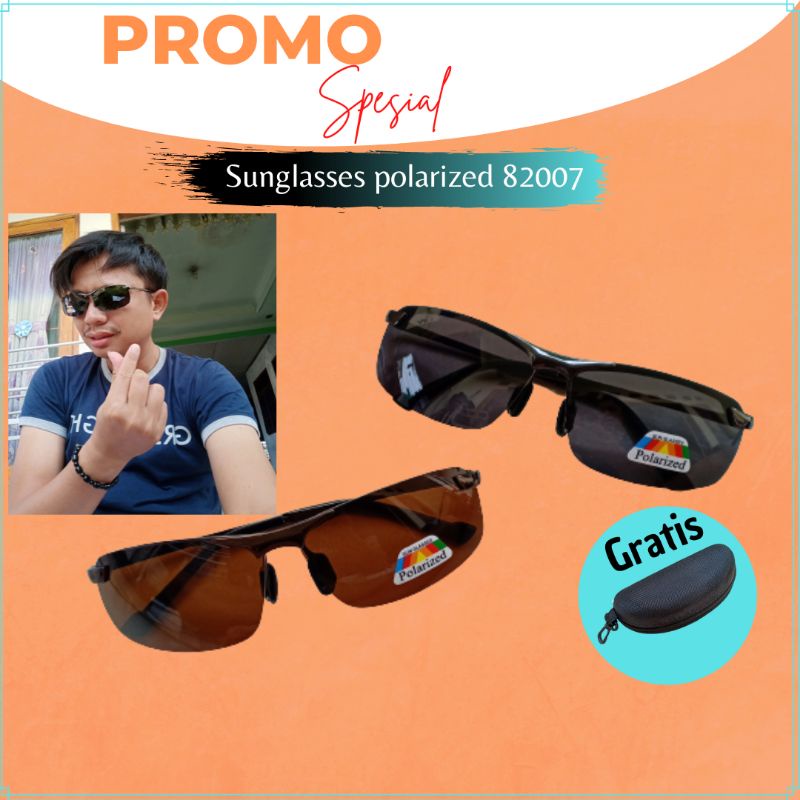 82007 Kacamata Gaya Pria Wanita Unisex Dewasa Hitam Putih Coklat Polarized PolarisSunglasses Eyeglas