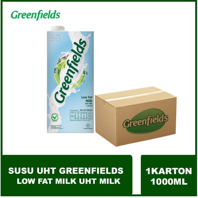 

[COD] SUSU UHT Low Fat Halal Greenfields 1000ml / 1karton 12 pcs Halal [COD]