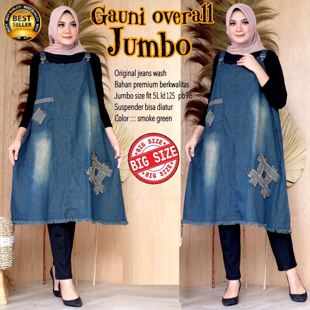 Overall Jeans Jumbo / Baju Kodok Wanita Bigsize