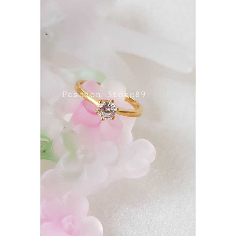 New cincin permata putih simple cincin emas permata putih import titanium bestquality bestseller