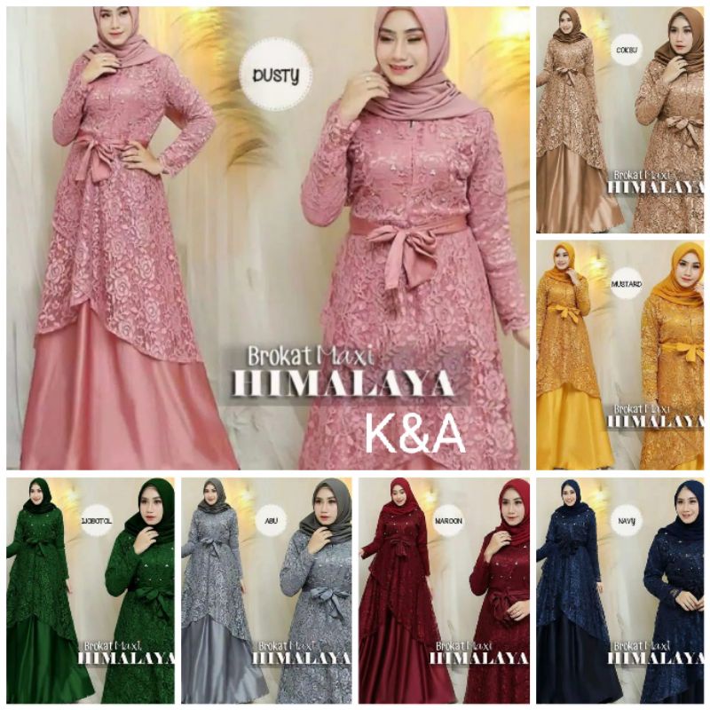 BISA COD✓CT MAXI HIMALAYA / GAMIS BRUKAT / PAKAIAN MUSLIM WANITA / DRESS MUSLIM WANITA