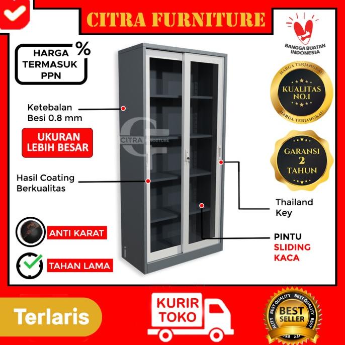 

JUAL Lemari Arsip Besi 2 Pintu Sliding Kaca|Kantor File| Sleding Geser