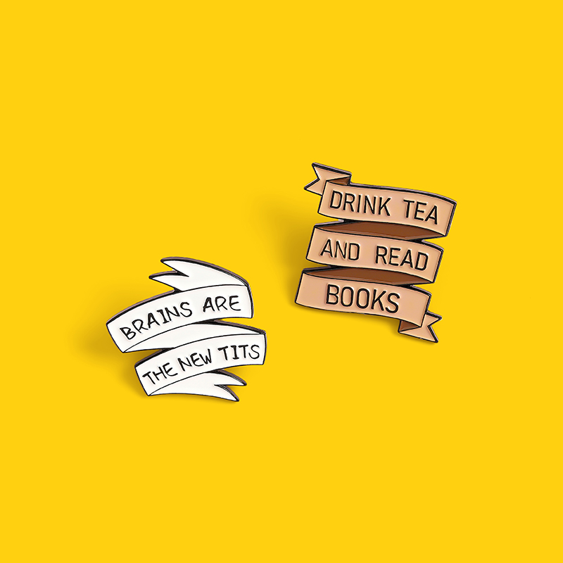 Bros Pin Enamel Desain Minuman Teh Dan Otak Untuk Hadiah Teman