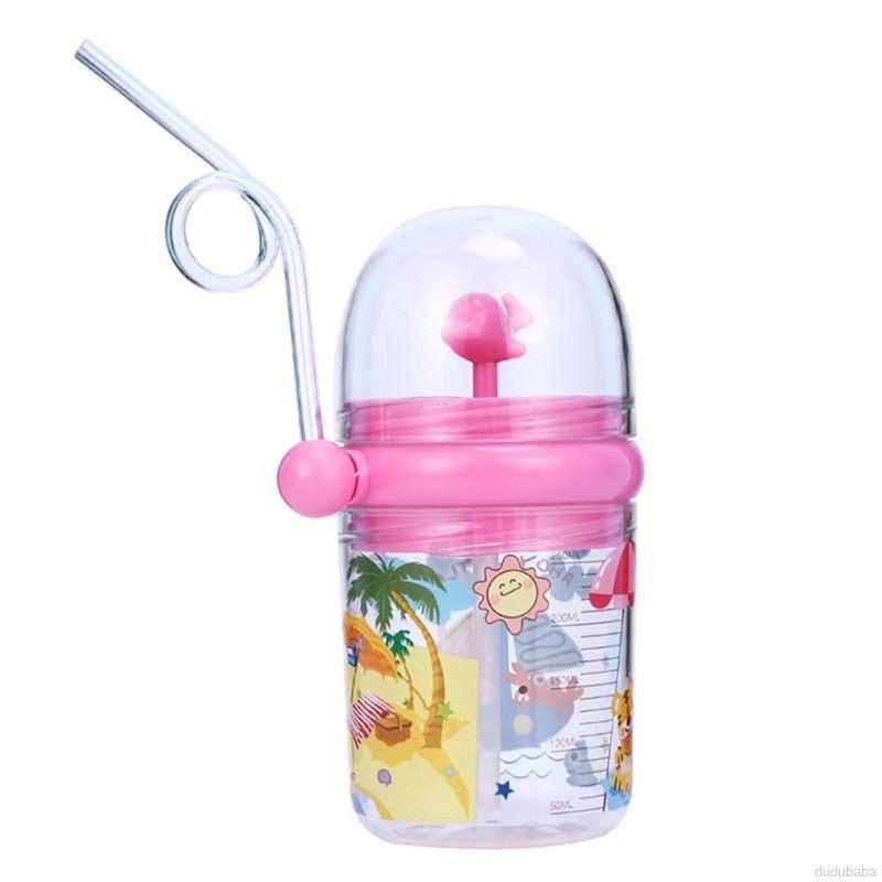 BOTOL MINUM ANAK LUMBA MANCUR 260ML LUCU DAN UNIK [SWEETSPACE]-PINK