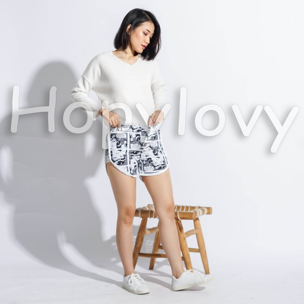 HOPYLOVY - Celana Pendek Santai Wanita HotPants Muniko Komica