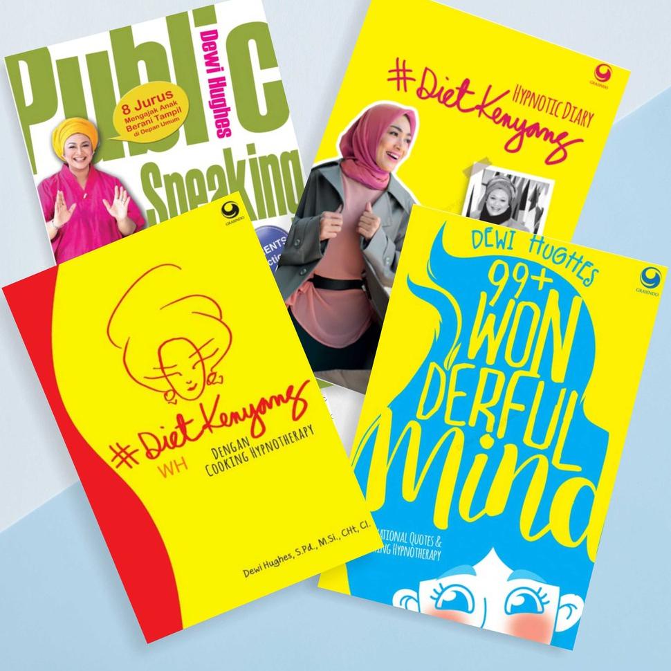 

Ready Stock Buku DEWI HUGHES ; Diet Kenyang, 99+ wonderful mind, public speaking for kids, Hypnotic Diary 76
