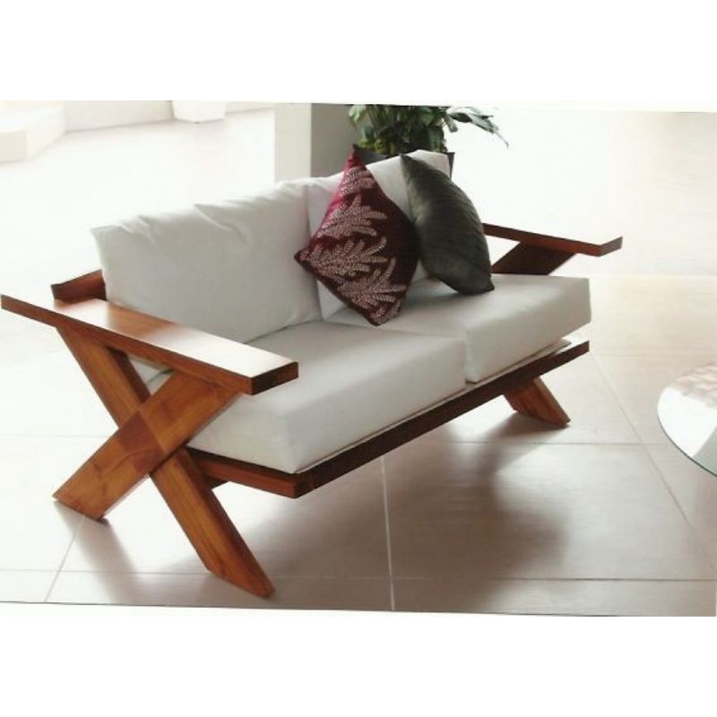 Bangku sofa minimalis kayu jati  kursi bangku dudukan busa tebal mewah