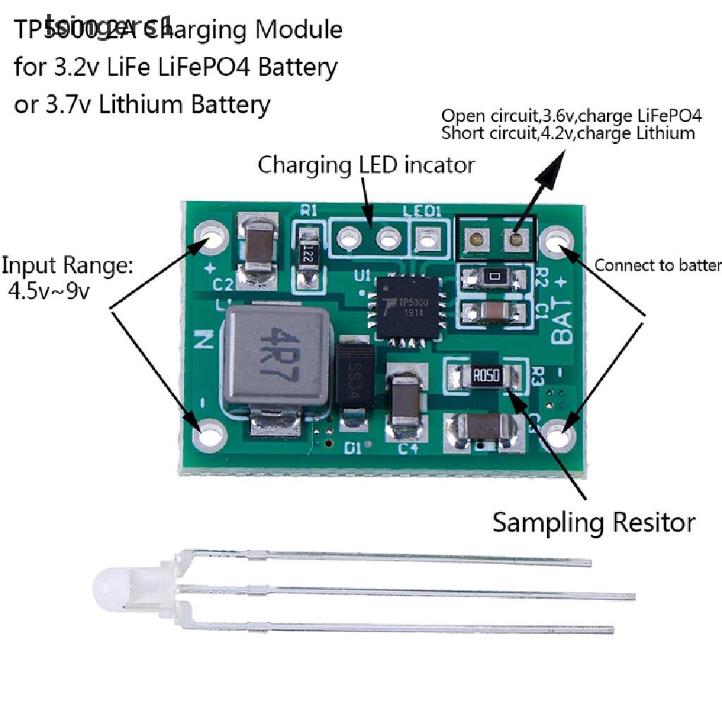 (lsingers1) Tp5000 Modul charger Baterai lithium ion lifepo4 3.2v / 4.2v