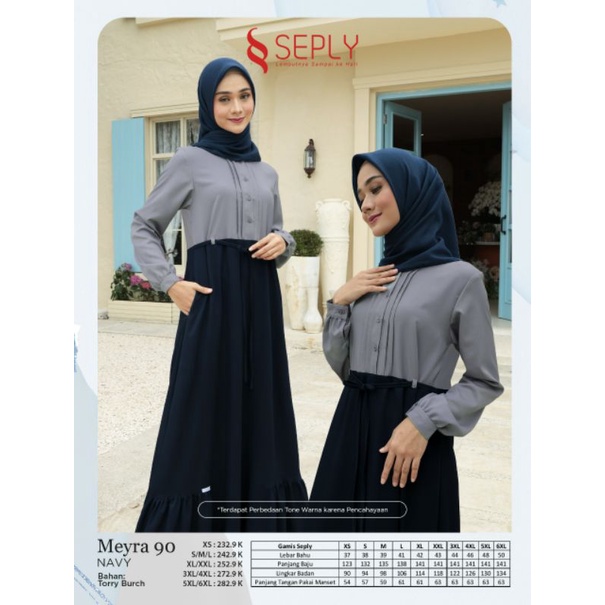 Seply | Meyra 90 Grey Navy Gamis Wanita