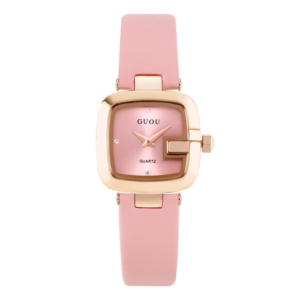 【Factory Outlet】GUOU Watch Wanita Berjaga-jaga Fashion Wanita Square Watch Sederhana Temperamen Watch Dial Kecil