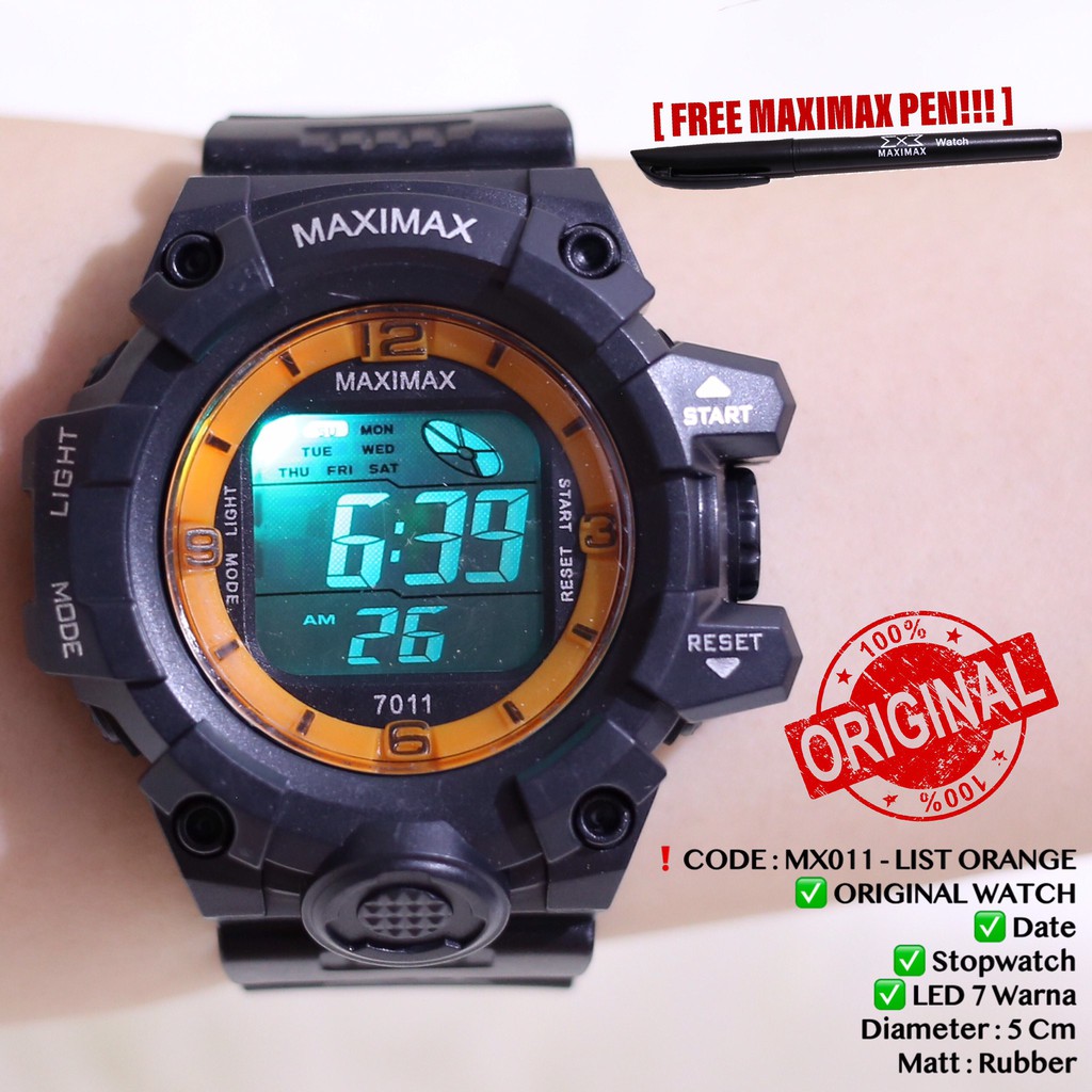 Jam tangan digital pria wanita FREE PUPLEN MAXIMAX model gshock LED watch MX7011