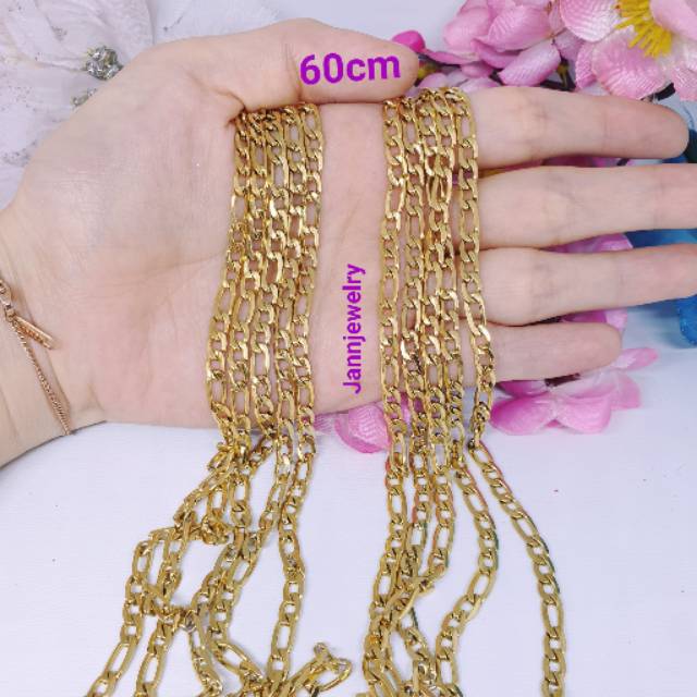 Kalung titanium asli JJ-23 uk45-60Cm 4mm anti karat