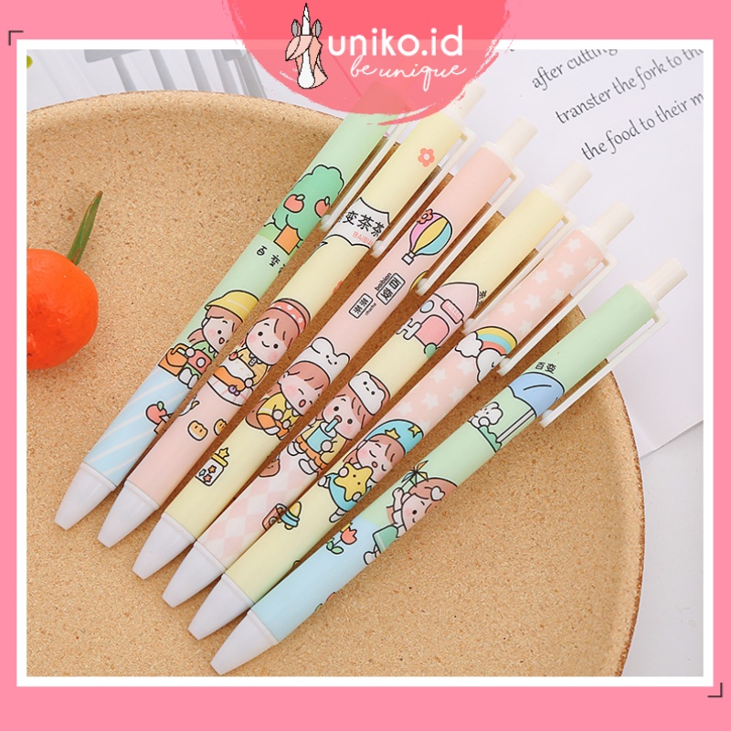 

UNIKO.ID - PULPEN MEKANIK KARAKTER GIRL ACTIIVITY PEN CUTE PENA LUCU KARTUN TINTA GEL BLACK 0.5MM