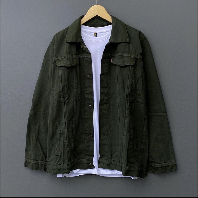 JAKET JEAN SANWSH PRA JAKET  JEAN SNOW BLAK JAKT PRIA JAKET JEAN DENIM JAKET LEVI COPLE  JAKT JENS LEVI-Army