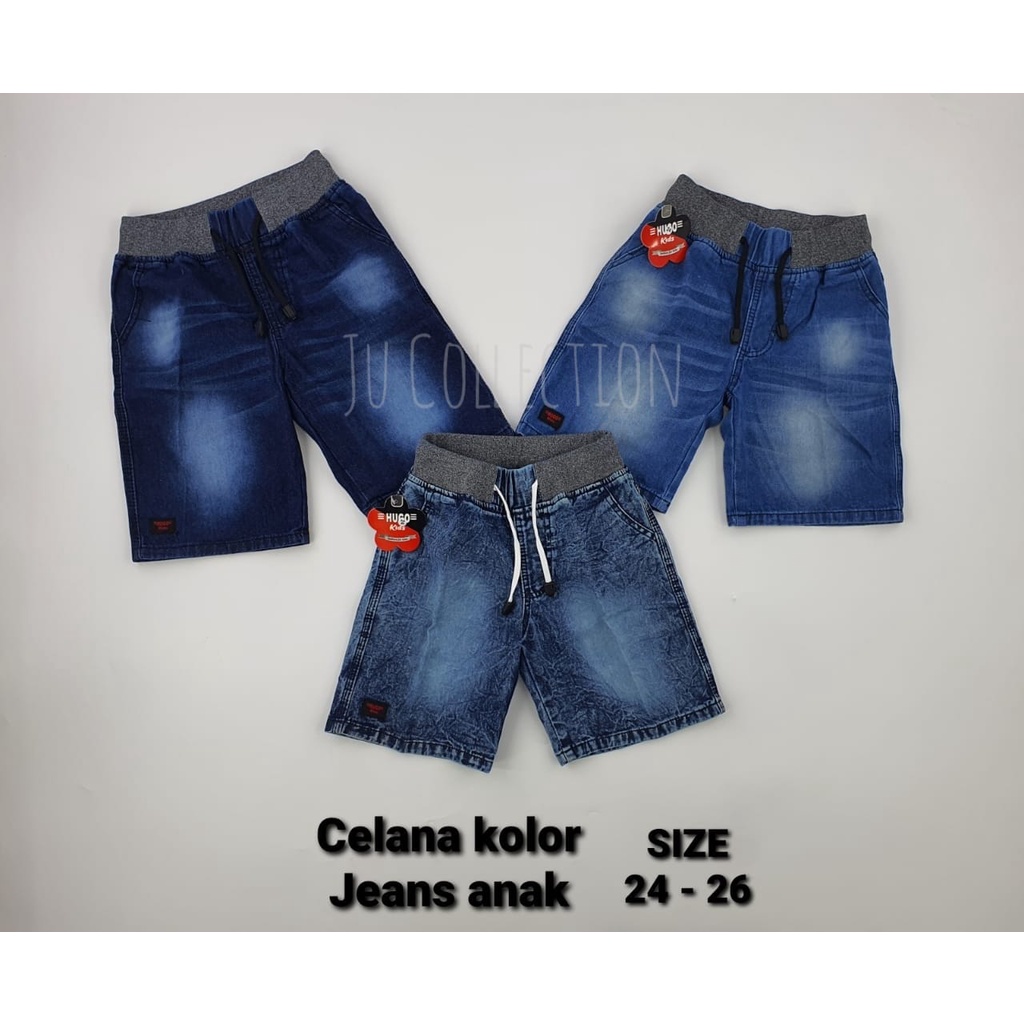 Celana Pendek Jeans Anak Remaja Tanggung SD SMP Pinggang Karet Rip Melar Size 21 22 23 24 25 26 Qualitas Primium