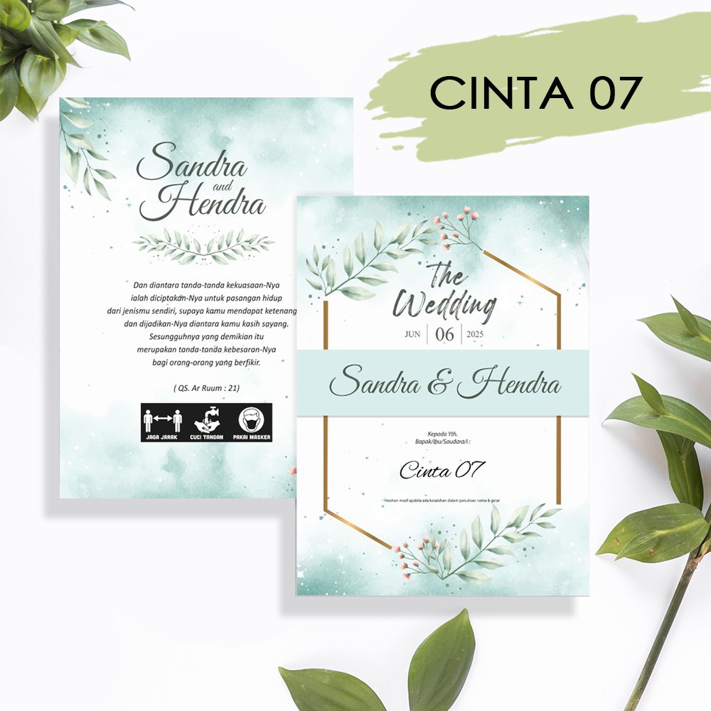 Undangan Watercolor Murah - Blangko Undangan Cinta 07