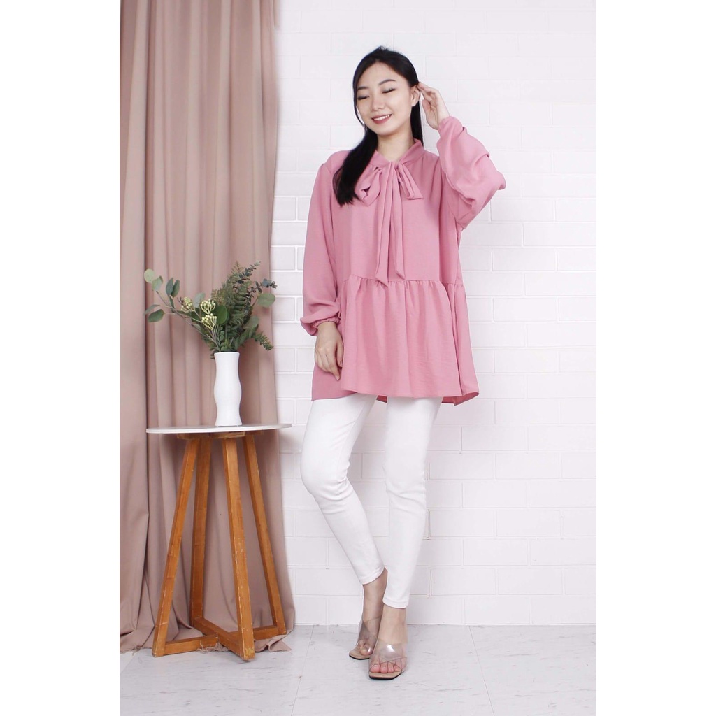 Jual Blouse Peasant Lengan Panjang Wanita Airflow Cringkle All Size