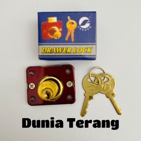 Kunci Laci FREDER 508 Lubang 16 mm Kuning Punggung Merah - Kunci Laci Lemari Loker Drawer Lock