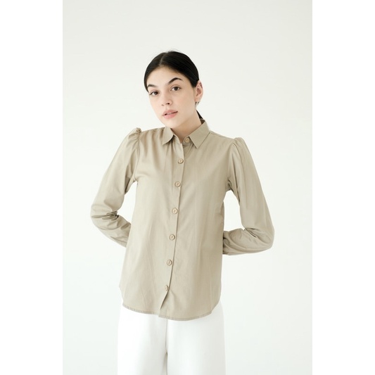 Polaidn Myra Blouse Longsleeve - Kemeja Wanita - Kemeja Lengan Panjang-SMOKE
