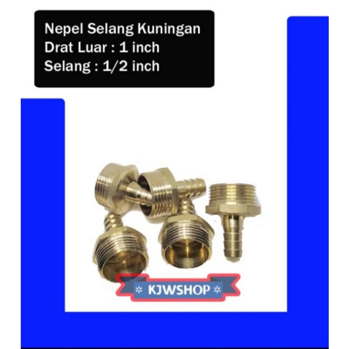NSDL Nepel Selang 1" x 1/2" Nepel Kuningan Drat Luar 1" Selang 1/2" Nepel Drat Luar 1" x 1/2 Nepel 1