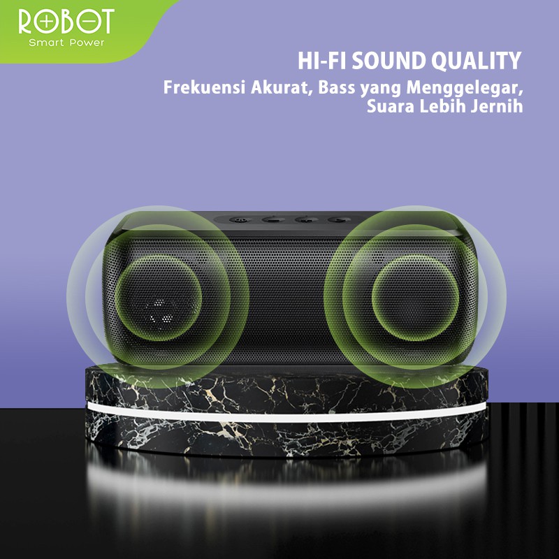 Speaker Bluetooth Robot RB220 Bluetooth 5.0 Hi-Fi Sound Portable Audio Wireless Super Bass Mini Stereo Original - Garansi 1 Tahun