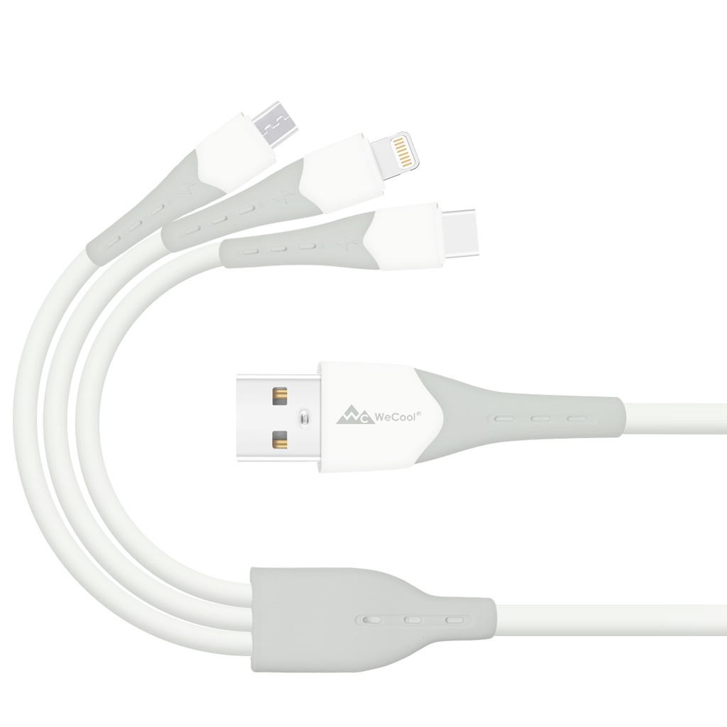 Wecool Kabel Pengisian USB Pengisi Daya Cepat 1M Pengisi Daya Cepat Kompatibel dengan Micro USB Tipe C/Lightning