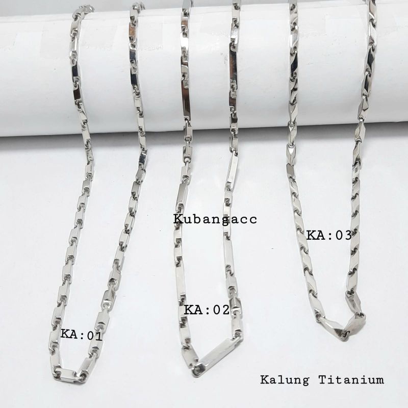 Kalung Titanium Pria Silver Kalung Pria Model Balok Titanium Murah Kalung Panjang