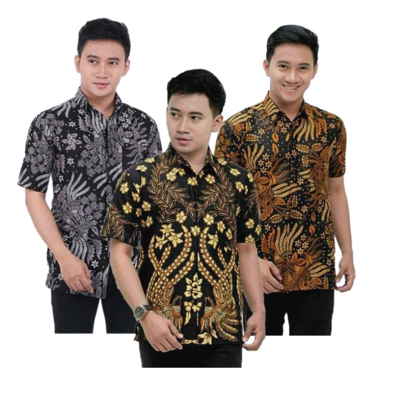 Risna Batik HRB026 Kenongo Hem Kemeja Batik Pria Lengan Pendek Katun Primis Premium