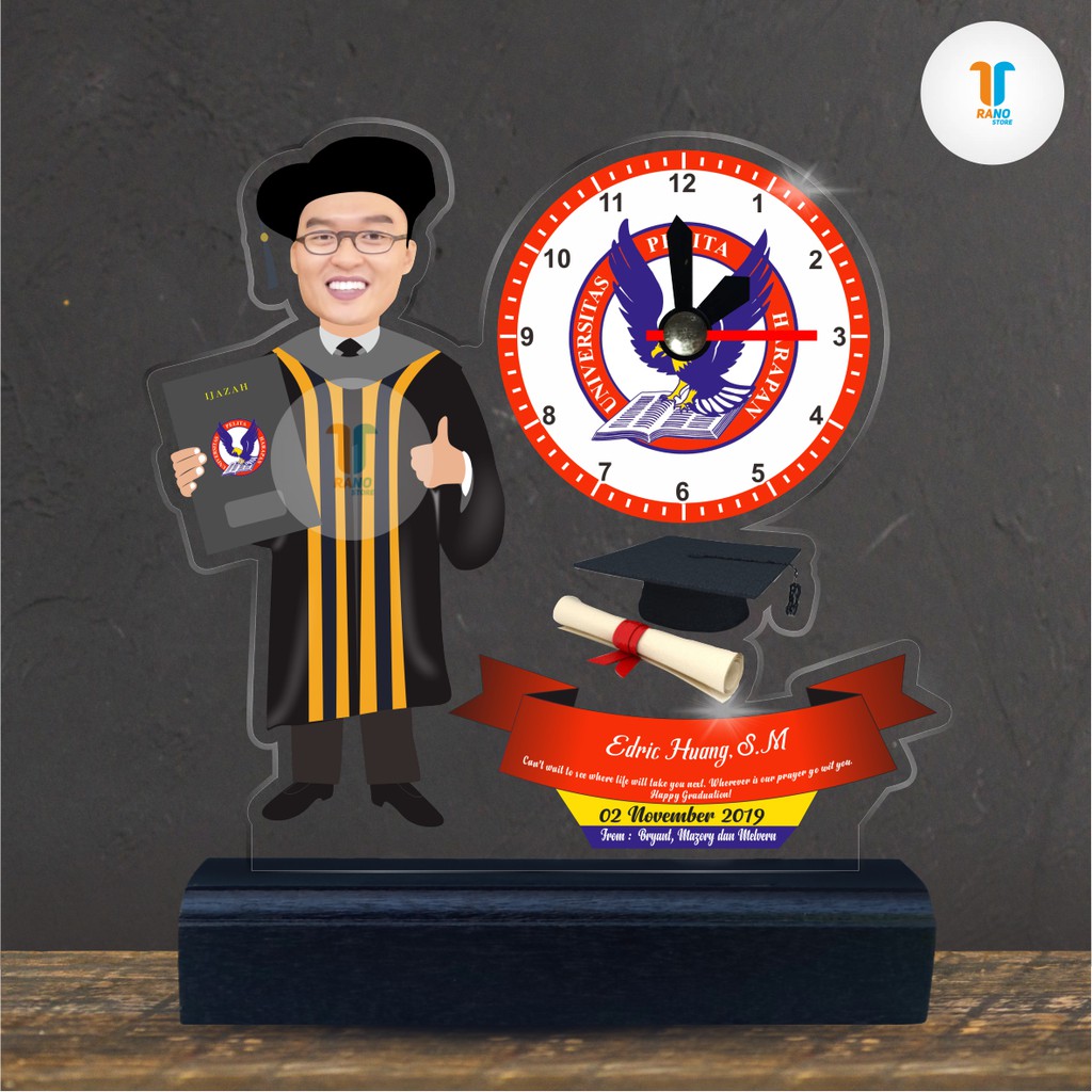 Kado Wisuda Plakat Akrilik // Kado Wisuda // Kado Ulang Tahun // Plakat Wisuda + Jam