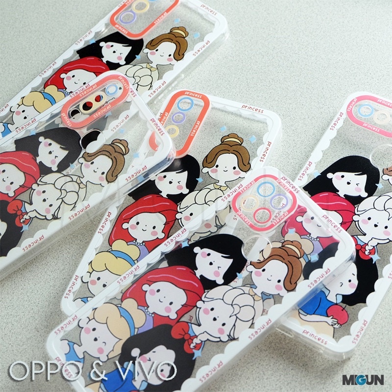 New! Princess Case For OPPO REALME VIVO A12 A5S A11K A7 A53 A54 A15 A16 A1K C2 C12 C15 C20 C11 Y15 Y17 Y12 Y20 Y12i A74 A95 Y30 Y50 Y91 Y93 Y95 Y91C Y30 Y50