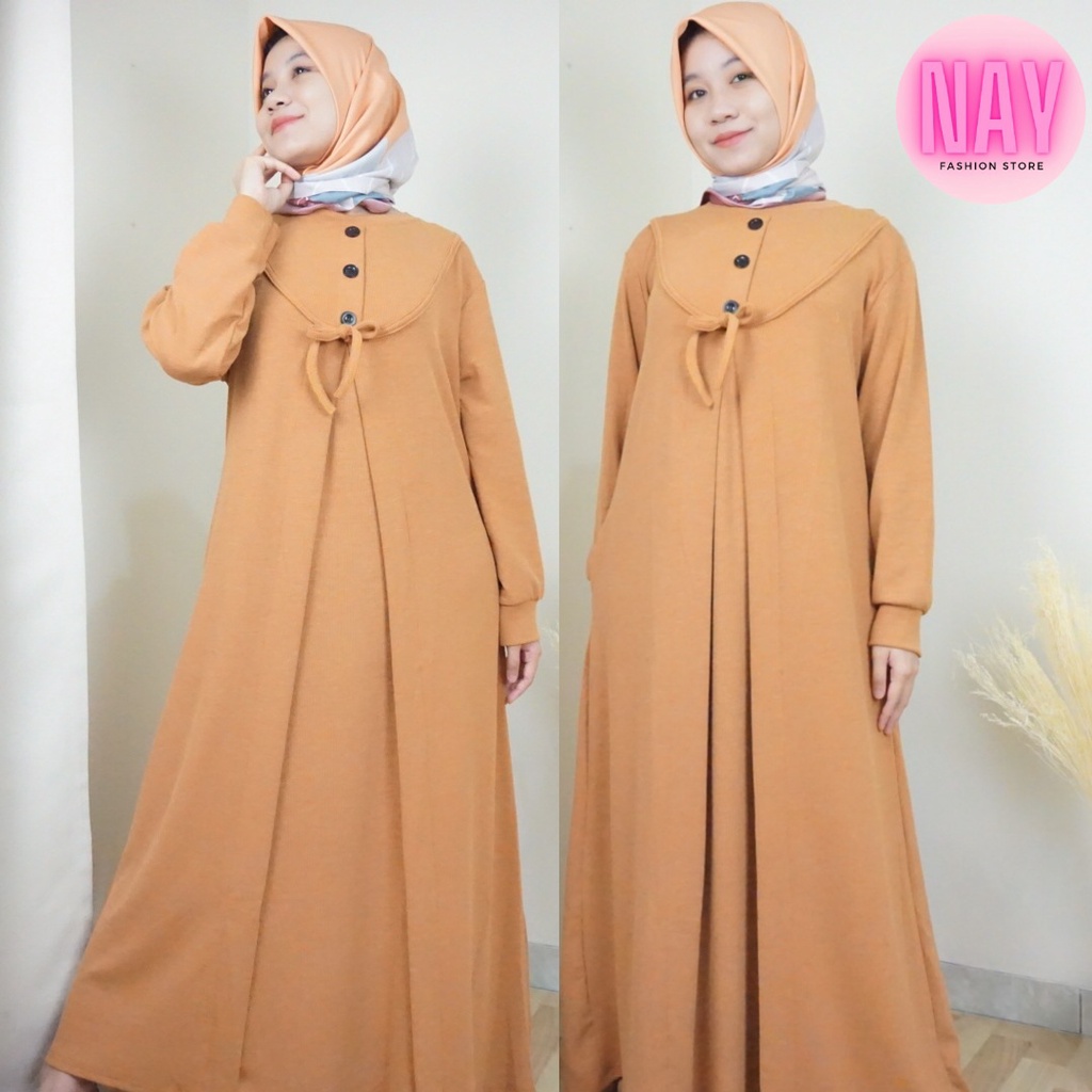 Gamis Wanita Bahan Kaos / Baju Lebaran Jumbo Nay Fashion - JASMINE