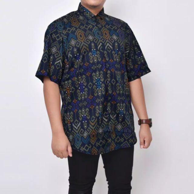 Dgm Fashion  Kemeja Batik Big Size Lengan Pendek Songket Premium Jumbo 6181