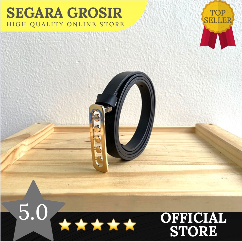 ikat pinggang wanita kulit leather gesper murah grosir modis aksesoris fashion perempuan cewek gasper sabuk kecil mini formal branded premium original import impor termurah ban pinggang international kualitas bagus besi jarum model 1.5cm