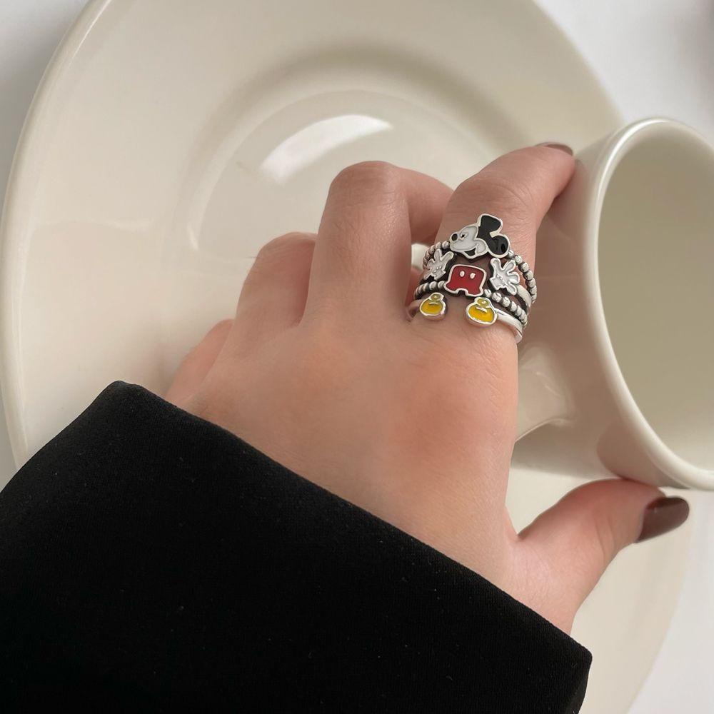 [Elegan] Cincin Wanita Mewah Kreatif Lucu Mouse Kawaii Multi Layer Perhiasan Fashion Jepang