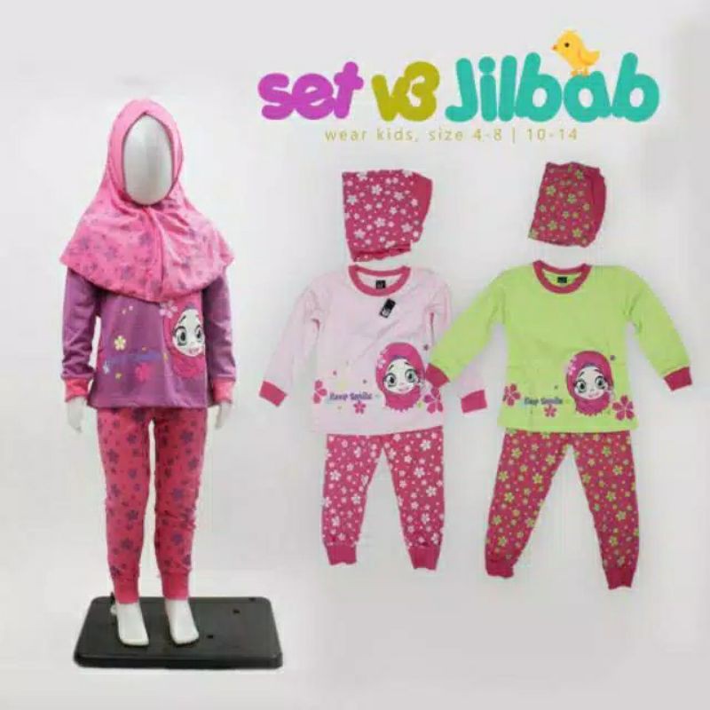 setelan baju muslim v3 jilbab anak perempuan