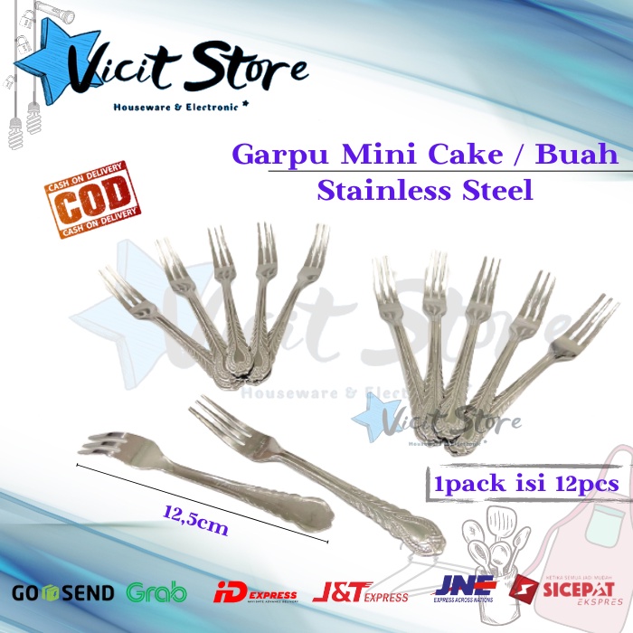 Garpu Mini Kue / Buah / Dessert Stainless Steel ( 1pack isi 12pcs )