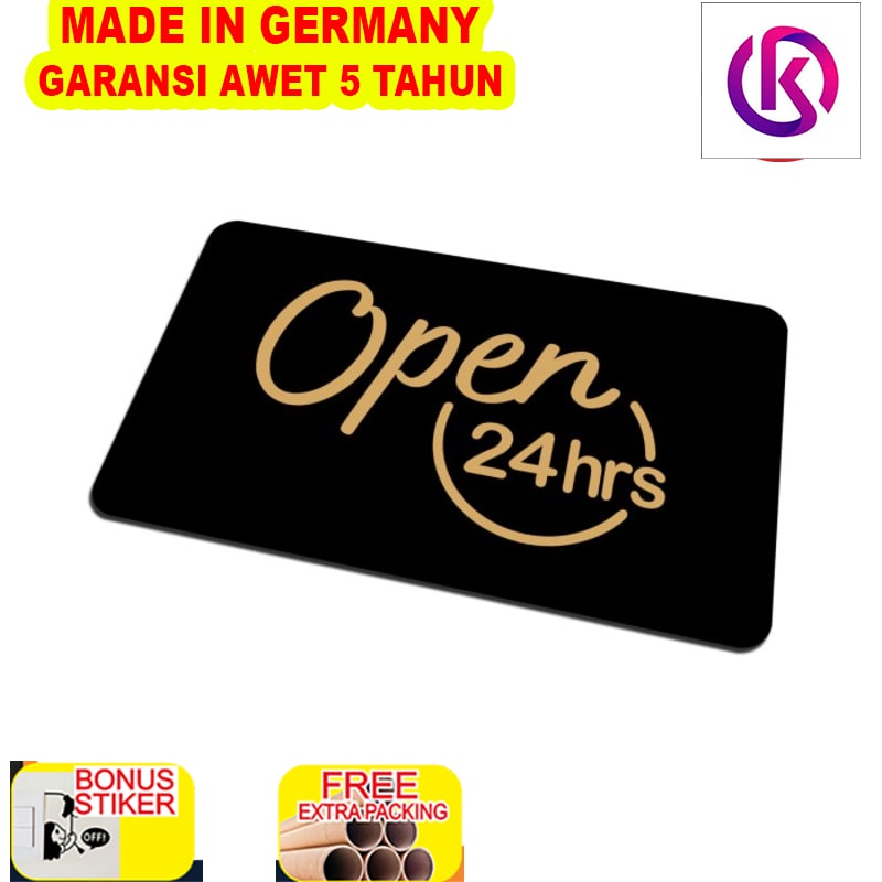 

Murah SIGN AKRILIK Cafe / Resto - OPEN 24 HOURS GOLD DOUBLE TAPE - 20x12cm