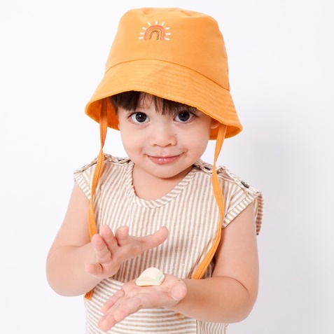 RIKU HAT - Promo 10.10 Bucket Hat Polos Anak Topi Tali Bordir Cewe Cowo Laki Perempuan Korea Drill Lucu Murah