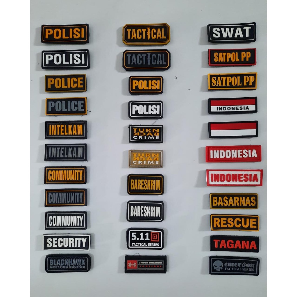 Patch Rubber Kecil Topi Swat,511,Emerson,Tatical,Blackhawk,Indonesia,Bendera,Police,Community,Rescue