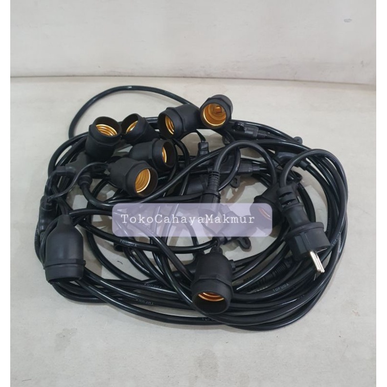 Kabel Fitting Lampu Gantung Cafe 10m 10meter 10 Fitting E27 Outdoor