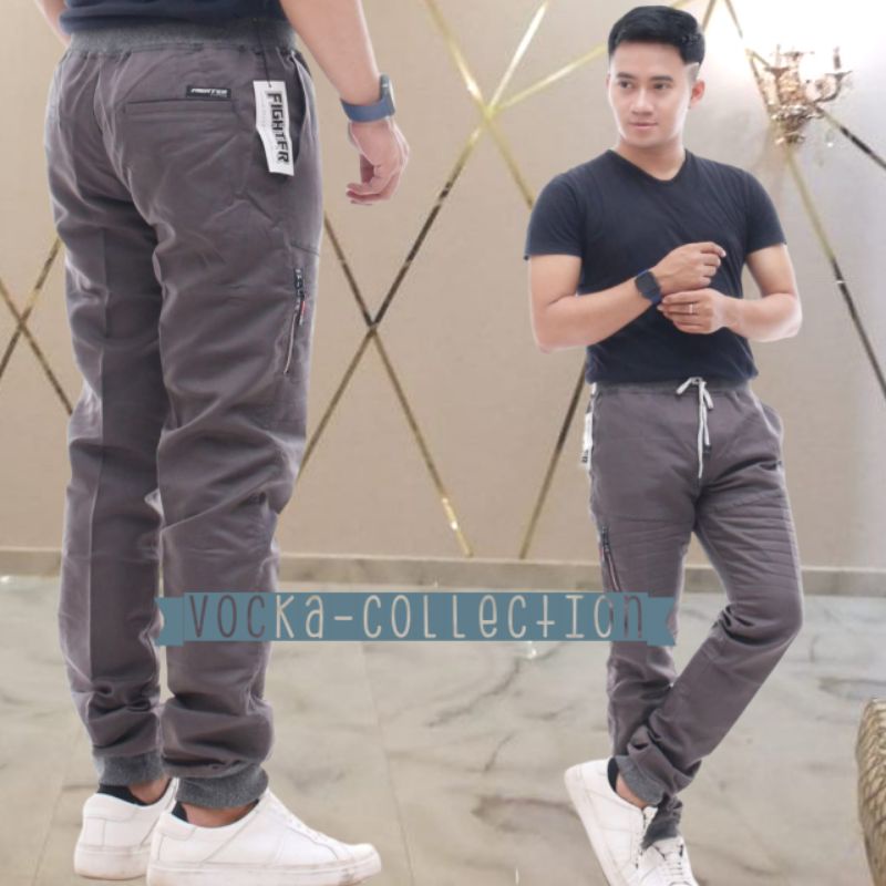 Celana Panjang Pria Outdoor Sporty Joger Chino pinggang karet bahan Tebal kualitas Premium Vocka