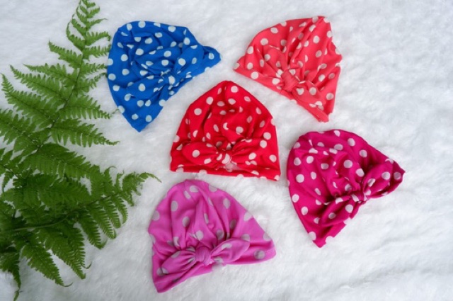 Turban Polkadot (0-3th) Bahan Jersey Lembut Melar