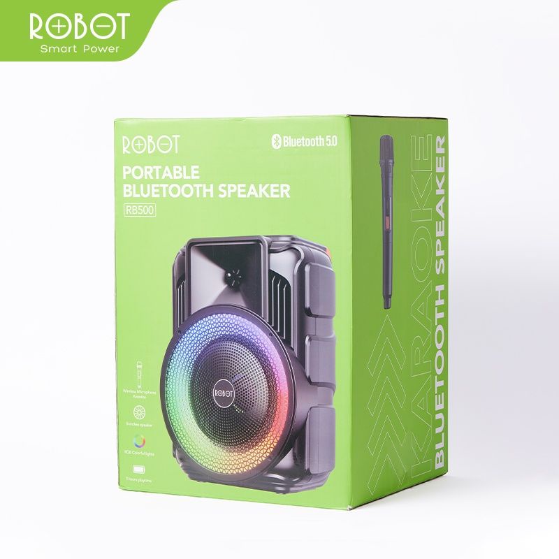 (VROFFSTORE) Speaker Bluetooth Robot RB500 Alarm LED Indicator Bluetooth 5.0 Hi-Fi Sound TF Card AUX