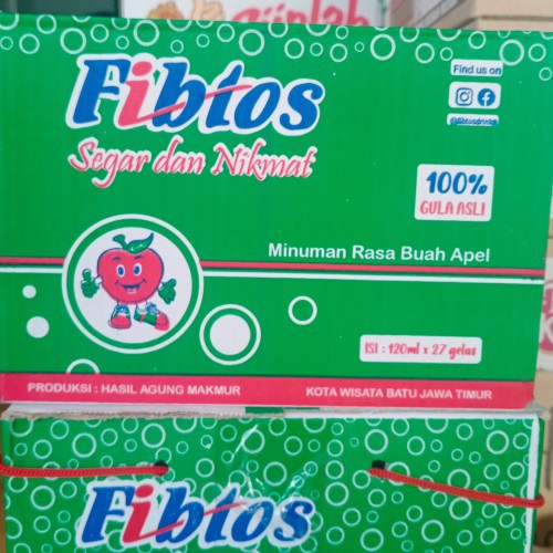 fibtos sari apel batu gula asli 120ml isi 27gelas